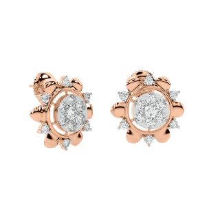 Rosy Round Diamond Stud Earrings